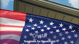  Presentation with american flag waving - Amazing PPT theme having 4th of july independence day backdrop and a ocean colored foreground