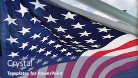  Presentation with american flag waving - Beautiful presentation theme featuring 4th of july independence day backdrop and a ocean colored foreground