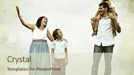  Presentation with family photo - Amazing slide deck having filtered photo of a young family in nature backdrop and a lemonade colored foreground