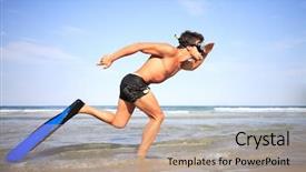  Presentation with fun brain - Slides with fin ring - funny young man ready background and a coral colored foreground