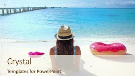  Presentation with water sports - Presentation design consisting of fin ring - white sandy tropical beach summer background and a cream colored foreground