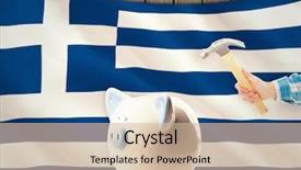  Presentation with green matrix computer generated - Cool new slide deck with finacial investment - hand holding hammer against digitally backdrop and a soft green colored foreground