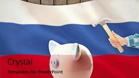  Presentation with hand holding colorful brain sketch - Presentation design featuring finacial investment - hand holding hammer against digitally background and a crimson colored foreground