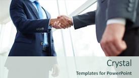  Presentation with partners - Colorful theme enhanced with final - handshake of partners backdrop and a sky blue colored foreground