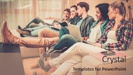  Presentation with apartment - Slide deck having final education - group of students preparing background and a coral colored foreground