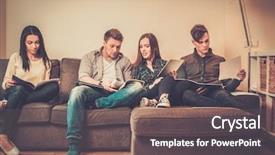  Presentation with group of students raising hands - Slide set with final education - group of students preparing background and a dark gray colored foreground