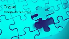  Presentation with final - Cool new PPT theme with final piece of jigsaw puzzle backdrop and a cyan colored foreground