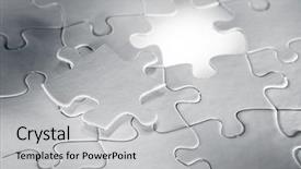  Presentation with final - Cool new PPT theme with final piece of jigsaw puzzle backdrop and a light gray colored foreground
