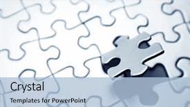  Presentation with final - Audience pleasing presentation theme consisting of final piece of jigsaw puzzle backdrop and a light blue colored foreground
