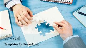  Presentation with solution - Presentation theme enhanced with finally-finding-solution-mixed-media background and a light blue colored foreground