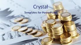  Presentation with business report - Colorful PPT theme enhanced with finance - business diagram on financial report backdrop and a sky blue colored foreground