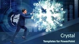  Presentation with finance - Slide deck having finance - businessman pushing away high interest background and a ocean colored foreground
