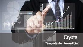  Presentation with finance - Colorful presentation theme enhanced with finance - businessman with financial symbols coming backdrop and a dark gray colored foreground