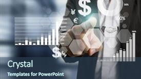  Presentation with finance - Presentation theme having finance - businessman with financial symbols coming background and a ocean colored foreground