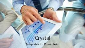  Presentation with team work - PPT theme featuring pot of grass on a wooden table the decoration in the cafe background and a coral colored foreground