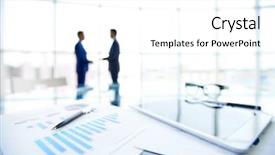  Presentation with office workers - PPT layouts consisting of finance - close-up of business objects background and a white colored foreground
