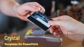  Presentation with credit card - Slide set featuring finance - closeup of two hands holding background and a tawny brown colored foreground