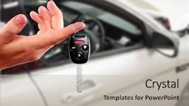  Presentation with car dealer - PPT theme enhanced with finance - dealer hand with a car background and a light gray colored foreground