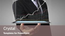  Presentation with touch screen virtual reality - Beautiful theme featuring finance - hand touch screen graph backdrop and a gray colored foreground