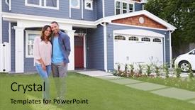  Presentation with finance - Presentation having finance - happy black couple standing outside background and a seafoam green colored foreground