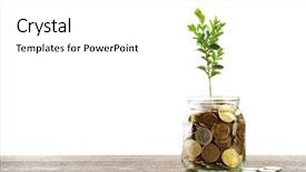  Presentation with sprout - Presentation design featuring finance - money with growing sprout background and a white colored foreground