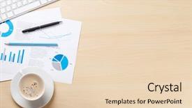  Presentation with workplace - Presentation theme featuring finance - office desk workplace with pc background and a lemonade colored foreground