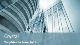  Presentation with highrise building - Presentation theme featuring finance - panoramic and perspective wide angle background and a seafoam green colored foreground