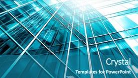  Presentation with tech city - PPT layouts with finance - panoramic and perspective wide angle background and a ocean colored foreground