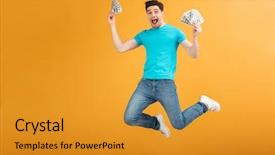  Presentation with joyful - Slide deck enhanced with finance - portrait of a joyful young background and a gold colored foreground