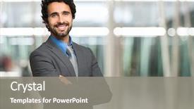  Presentation with finance - Beautiful PPT theme featuring finance - portrait of an handsome businessman backdrop and a gray colored foreground