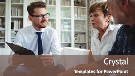  Presentation with investments - Presentation enhanced with finance - senior couple planning their investments background and a tawny brown colored foreground