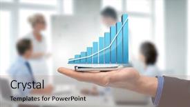  Presentation with virtual hand - Slide deck with finance - technology internet and application concept background and a coral colored foreground