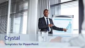  Presentation with giving - Presentation design enhanced with finance - young businessman pointing towards graph background and a lemonade colored foreground