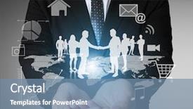  Presentation with financial - Amazing PPT theme having finance accounting - businessman with financial symbols coming backdrop and a  colored foreground