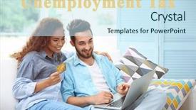  Presentation with unemployment - Slide set with finance act - tax concept young couple background and a sky blue colored foreground