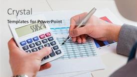  Presentation with finance - Beautiful PPT theme featuring finance analyst looking and financial reports backdrop and a light gray colored foreground