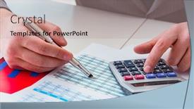  Presentation with finance - PPT theme enhanced with finance-analyst-looking-and-financial background and a coral colored foreground