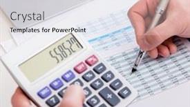  Presentation with finance - Cool new PPT theme with finance-analyst-looking-and-financial backdrop and a sky blue colored foreground