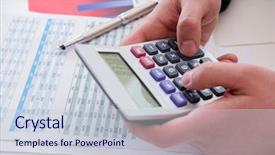  Presentation with get more from your financial reports - Cool new presentation theme with finance analyst looking and financial backdrop and a  colored foreground