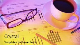  Presentation with financial - Beautiful presentation theme featuring finance auditing - late night checking financial performance backdrop and a yellow colored foreground