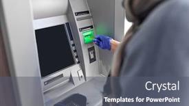  Presentation with atm - Cool new theme with finance-bank-and-hygiene-concept backdrop and a gray colored foreground