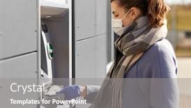  Presentation with atm machine - Presentation theme consisting of finance-bank-and-hygiene-concept background and a gray colored foreground