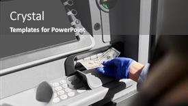  Presentation with atm machine - Presentation theme featuring finance-bank-and-hygiene-concept background and a dark gray colored foreground