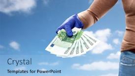  Presentation with hand hygiene - Presentation design enhanced with finance-bank-and-hygiene-concept background and a light blue colored foreground