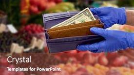  Presentation with food bank - Presentation consisting of finance-bank-and-hygiene-concept background and a tawny brown colored foreground