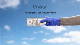  Presentation with hand hygiene - Beautiful presentation design featuring finance-bank-and-hygiene-concept backdrop and a teal colored foreground