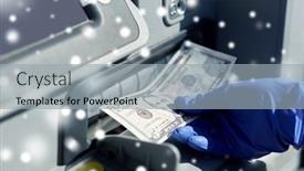  Presentation with atm - Audience pleasing theme consisting of finance-bank-and-hygiene-concept backdrop and a light gray colored foreground