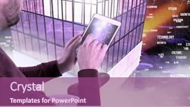  Presentation with using digital tablet - Audience pleasing theme consisting of finance blue orange - digital composite of man using backdrop and a violet colored foreground