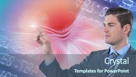  Presentation with strength effect - Beautiful slide deck featuring finance blue orange - man touching and interacting backdrop and a  colored foreground