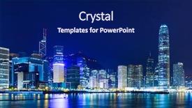  Presentation with hong kong finance - Slide set featuring finance business - hong kong night background and a  colored foreground